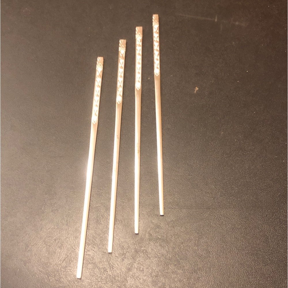 Vintage Playboy bunny Floral-Engraved Metal Cocktail Picks — Set of 4